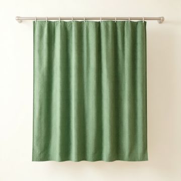 Cliff Bluff Shower Curtain Hanging Flat From A Plain Rod - Green (synthetic illustration; no displayed measurements)