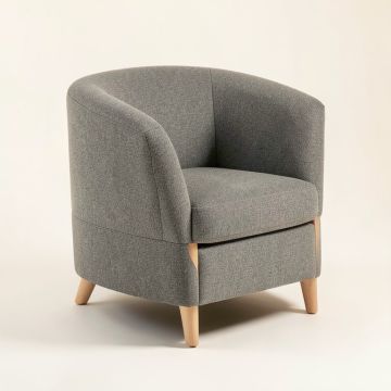 Grundy 42.9 '' Wide Polyester Swivel Barrel Chair (synthetic illustration; no displayed measurements)