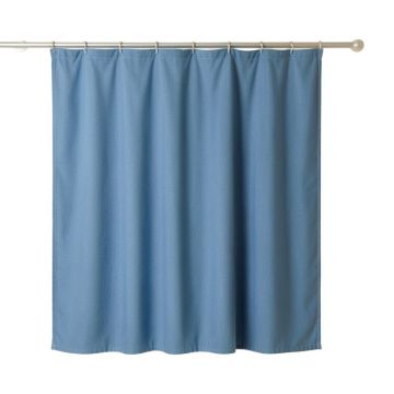 Heath Branch Shower Curtain Hanging Flat From A Plain Rod - Blue