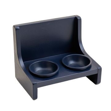 Cliff Falls Pet Feeding Stand With Two Plain Empty Bowls - Navy