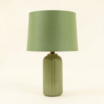 Spruce Brook Table Lamp With A Plain Fabric Shade - Green (synthetic illustration; no displayed measurements)