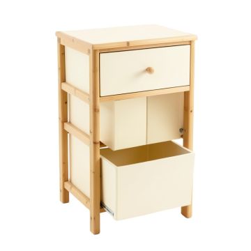 Dawn Bluff Freestanding Pull-Out Hamper Cabinet - Cream
