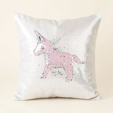 Kisner Personalized Unicorn Sequin Throw Pillow (synthetic illustration; no displayed measurements)