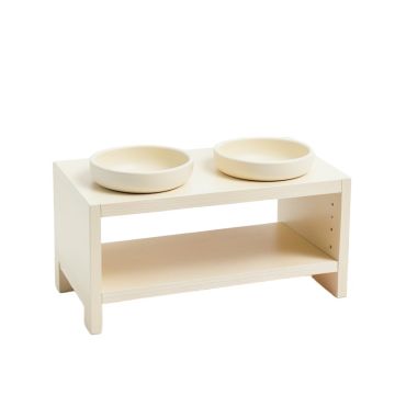 Meadow Edge Pet Feeding Stand With Two Plain Empty Bowls - Cream
