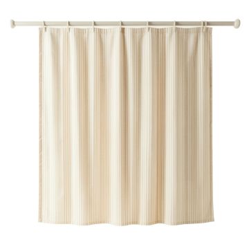 Holly Branch Shower Curtain Hanging Flat From A Plain Rod - Cream