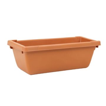 River Brook Empty Railing Planter With Integral Brackets - Terracotta (synthetic illustration; no displayed measurements)