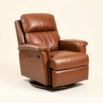 Bradley 33 '' Wide Genuine Leather Swivel Club Recliner (synthetic illustration; no displayed measurements)