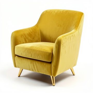 Modern Soft Velvet Material Yellow Ergonomics Accent Chair (synthetic illustration; no displayed measurements)