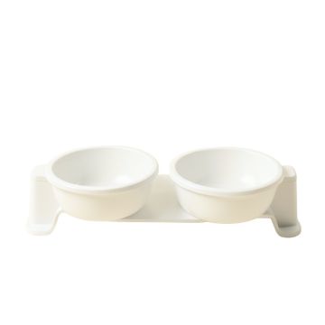 Slate Bluff Pet Feeding Stand With Two Plain Empty Bowls - White