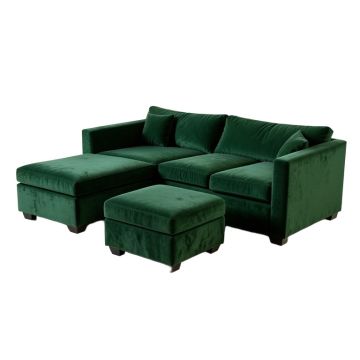Zaida 104 '' Wide Velvet Reversible Sofa & Chaise With Ottoman