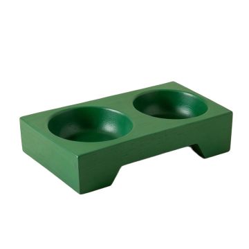 Laurel Edge Pet Feeding Stand With Two Plain Empty Bowls - Green