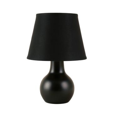River Bridge Table Lamp With A Plain Fabric Shade - Black