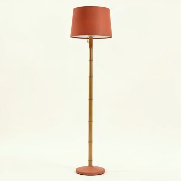 Alder Bluff Floor Lamp With A Plain Fabric Shade - Terracotta (synthetic illustration; no displayed measurements)