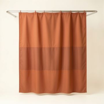 Dune Bend Shower Curtain Hanging Flat From A Plain Rod - Terracotta (synthetic illustration; no displayed measurements)
