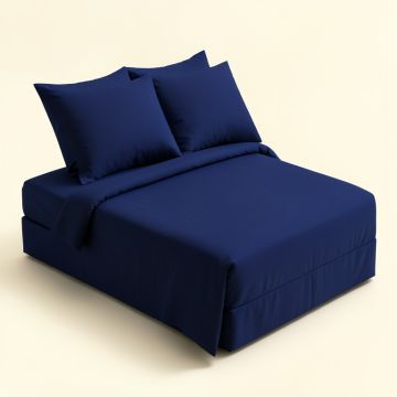 Navy Blue Bedding Set With Sheet & Covers (synthetic illustration; no displayed measurements)