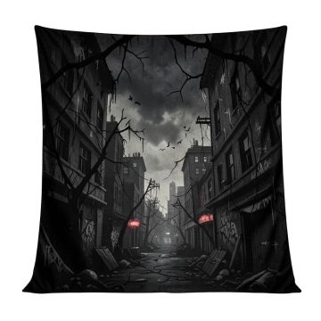Graffiti Grunge Art Wall Several Creepy Underground City Urban Landscape Print Duvet Cover Set