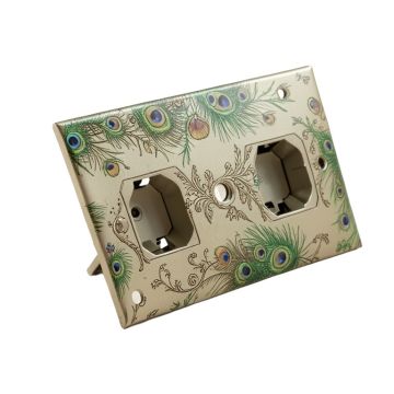 Peacock Head N Peacock Feathers 1-Gang Duplex Outlet Wall Plate