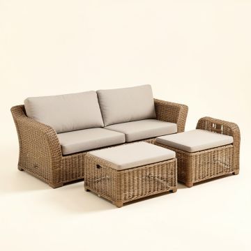 3 Piece Patio Furniture Set , Pe Wicker Rattan Outdoor Sofa (synthetic illustration; no displayed measurements)