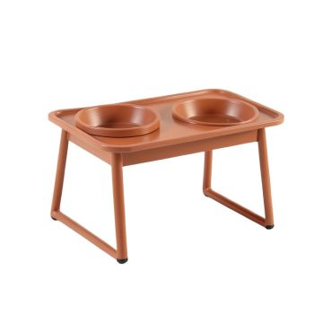 Lake Brook Pet Feeding Stand With Two Plain Empty Bowls - Terracotta