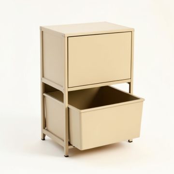 Birch Bridge Freestanding Pull-Out Hamper Cabinet - Beige (synthetic illustration; no displayed measurements)