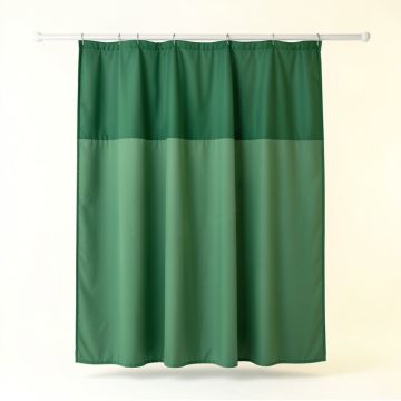 Oak Bluff Shower Curtain Hanging Flat From A Plain Rod - Green (synthetic illustration; no displayed measurements)