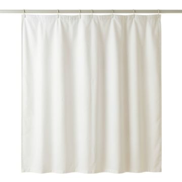 Olive Arc Shower Curtain Hanging Flat From A Plain Rod - White (synthetic illustration; no displayed measurements)
