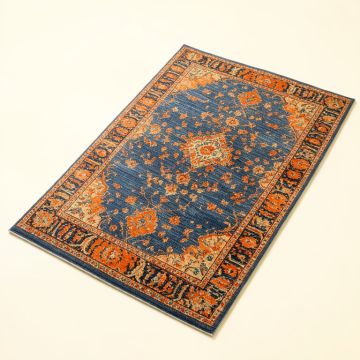Katie Oriental Blue / Orange Area Rug (synthetic illustration; no displayed measurements)