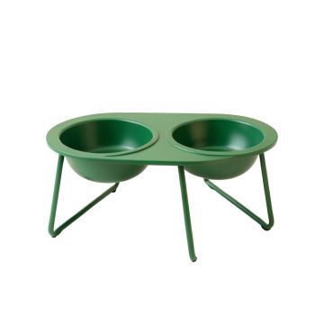 Dune Brook Pet Feeding Stand With Two Plain Empty Bowls - Green