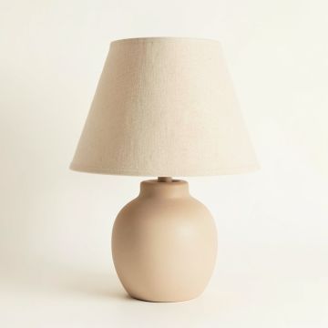 Cedar Bluff Table Lamp With A Plain Fabric Shade - Beige (synthetic illustration; no displayed measurements)
