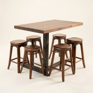 5 Piece Counter Height Dining Table Set , Industrial Style Bar Pub Table With 4 Bar Stools (synthetic illustration; no displayed measurements)