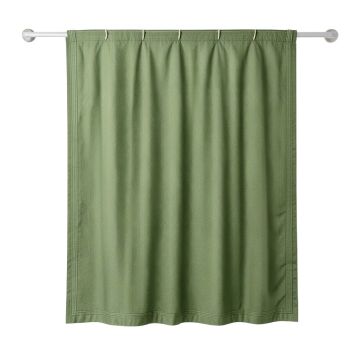 Holly Brook Shower Curtain Hanging Flat From A Plain Rod - Green