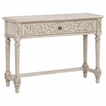 Adelinna Hand Carved Antique White Console Table