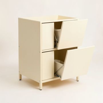 Vale Bend Freestanding Pull-Out Hamper Cabinet - Cream (synthetic illustration; no displayed measurements)