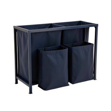 Vale Bluff Laundry Sorting Station With Plain Removable Bags - Navy