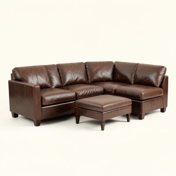 Adamski 103 '' Wide Faux Leather Left Hand Facing Sofa & Chaise With Ottoman (synthetic illustration; no displayed measurements)