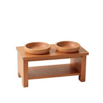 Heath Crest Pet Feeding Stand With Two Plain Empty Bowls - Terracotta
