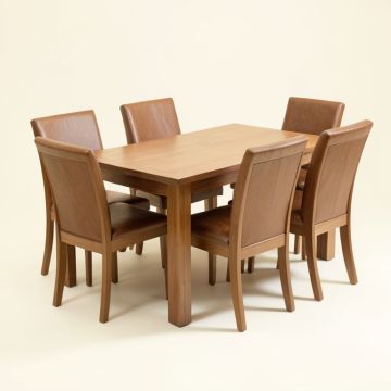 Adelline 5 - Piece Rubberwood Solid Wood Dining Set (synthetic illustration; no displayed measurements)