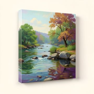 River And Stones Ii Painting Print On Wrapped Canvas (synthetic illustration; no displayed measurements)