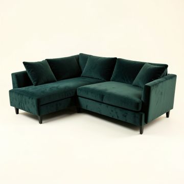115 '' Wide Reversible L-Shaped Velvet Sofa And Chaise With 2 Pillows (synthetic illustration; no displayed measurements)