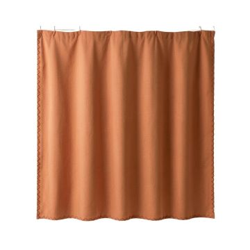 Briar Edge Shower Curtain Hanging Flat From A Plain Rod - Terracotta