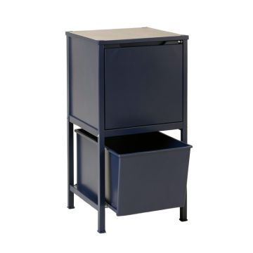 Holly Bend Freestanding Pull-Out Hamper Cabinet - Navy