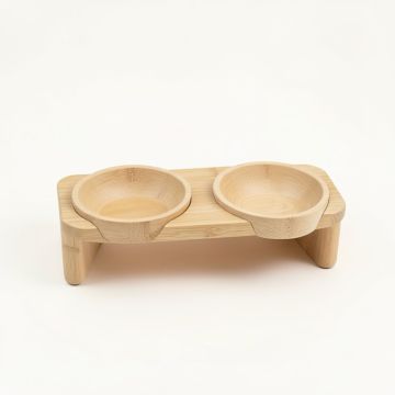 Willow Edge Pet Feeding Stand With Two Plain Empty Bowls - Beige (synthetic illustration; no displayed measurements)