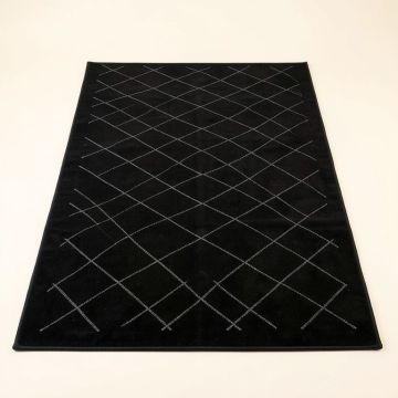 Slate Bend Rectangular Area Rug - Black (synthetic illustration; no displayed measurements)
