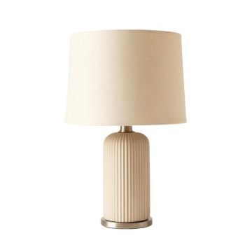 Hill Bend Table Lamp With A Plain Fabric Shade - Beige (synthetic illustration; no displayed measurements)