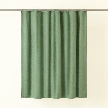 Clay Bluff Shower Curtain Hanging Flat From A Plain Rod - Green (synthetic illustration; no displayed measurements)