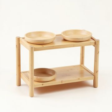 Glen Edge Pet Feeding Stand With Two Plain Empty Bowls - Beige (synthetic illustration; no displayed measurements)