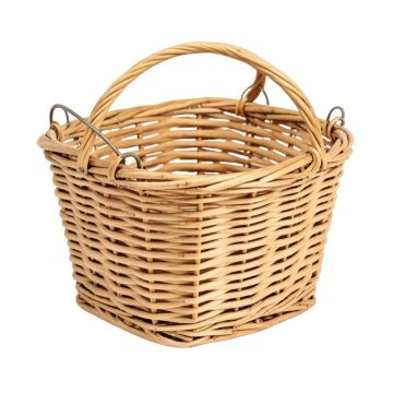 Hyacinth And Wood Handled Wicker Basket