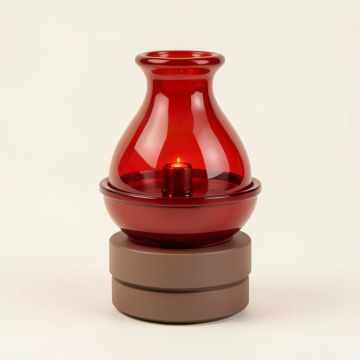 Peaktop - 32 '' Glazed Vase Floor Fountain With Led Light - Red (synthetic illustration; no displayed measurements)