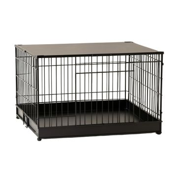 Rowan Brook Empty Furniture-Style Pet Crate - Black