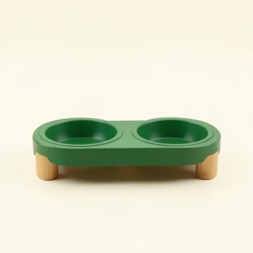 Holly Arc Pet Feeding Stand With Two Plain Empty Bowls (synthetic illustration; no displayed measurements)